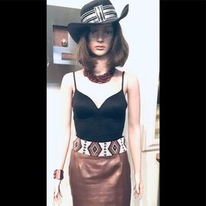 VAKKO BRONZE LEATHER SKIRT